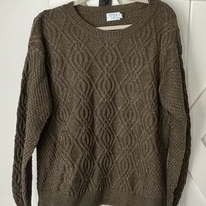 Time and Tru Olive Flecked Knit Sweater